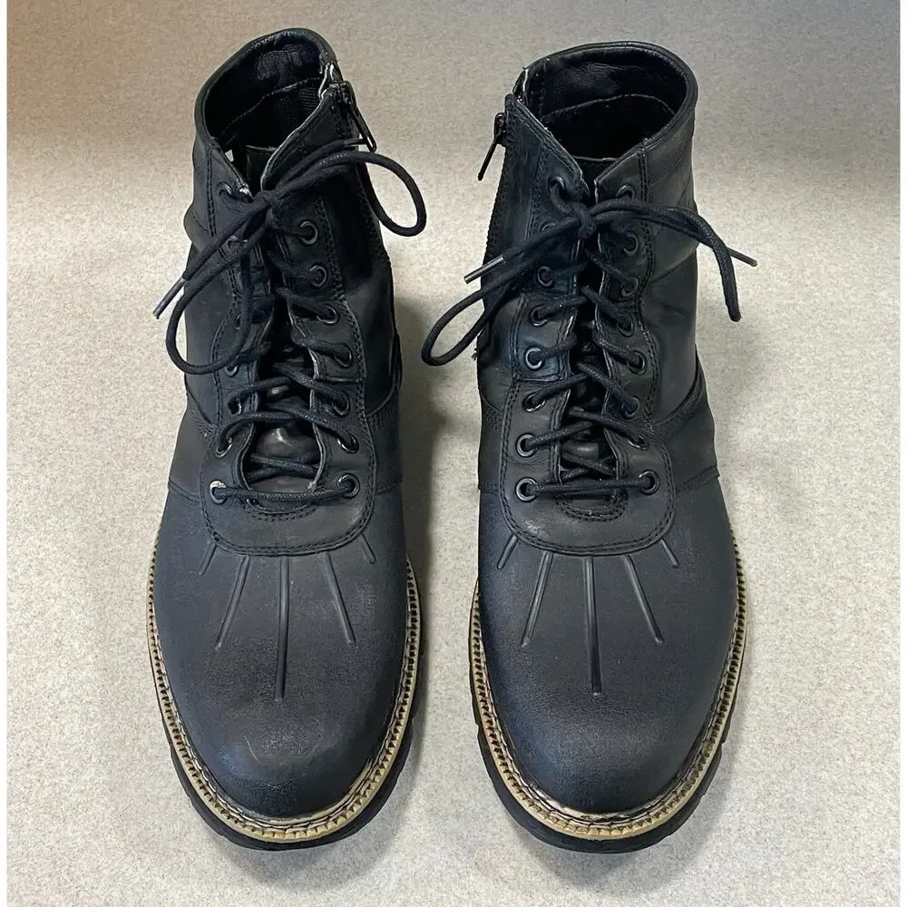 Timberland Mens Britton Hill Side Zip/Lace Rubber Toe Duck Boots Leather Size 10